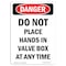 Signmission OSHA, Portrait Do Not Place Hands In Valve Box Any Time, 24in X 18in Alum, 18" W, 24" L, Portrait OS-DS-A-1824-V-1649 - alternate 1